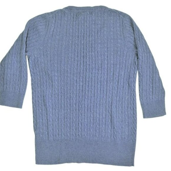 Eddie Bauer Mens V-Neck Pullover Sweater Blue Cable Knit Size Medium  JH821 - Picture 3 of 3